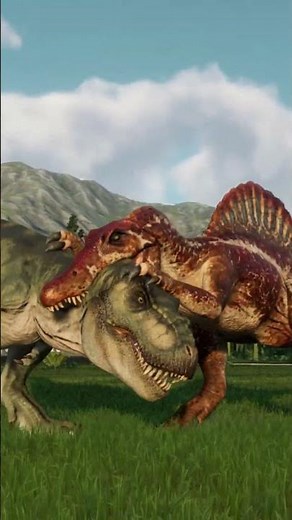 Spinosaurus Breaks The Neck Of Bull T-Rex | Jurassic World Evolution 2 #Shorts