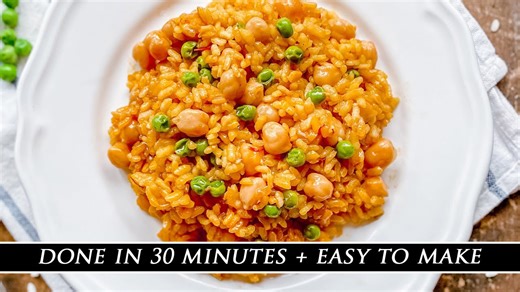 Spanish rice with garbanzo beans and peas recipe
