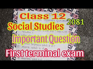 Social Studies || Class 12 || Important Question 2081 || For First Terminal Exam || Very Important😱