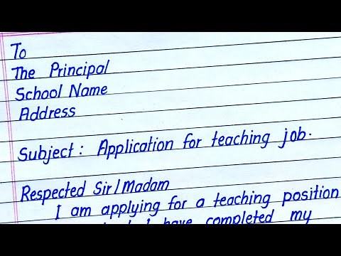 Application for Teaching Job | Application for Post of Teacher in School |