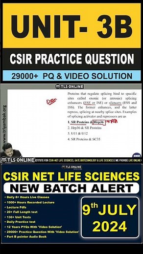 | CSIR Practice Question | Unit 3. Fundamental Processes | Topic: B RNA synthesis and processing |