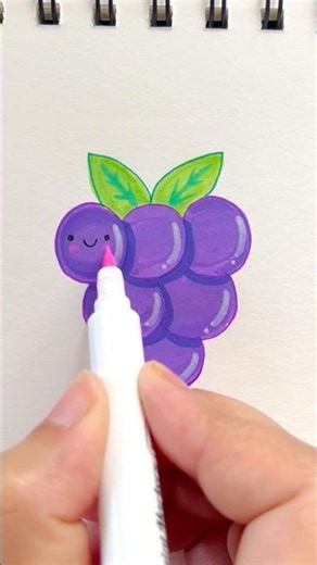 How to draw grapes | easy fruits drawing for kids #acrylic #brushpen #simple #artforkids #kidsvideo