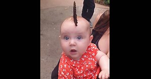Butterfly Lands On Baby's Head And Transforms Into Magical Hat Making Mommy's Eyes Pop