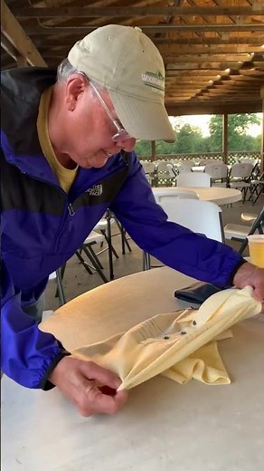 How to fold a short sleeve shirt quickly and precisely. Things I learn at golf league!