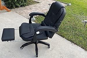 Office Chair 500LBS, PU Leather Computer Chair with Footrest, Executive Office Chair with Leg Rest and Lumbar Support, Black Office Chair