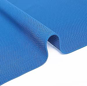 Commercial Anti-Slip Drainage Mat 3x10FT Outdoor Indoor Wet Area Floor Mat Roll with Mesh S-Shaped Hollow Hole for Pool, Bar, Bathroom, Garage,Wet Area (Blue)