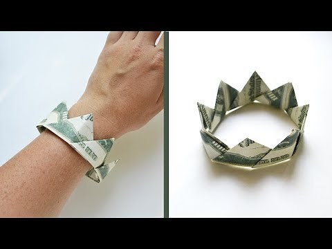 Money BRACELET "CROWN" | Origami out of 4 dollar bills | Tutorial (NProkuda)