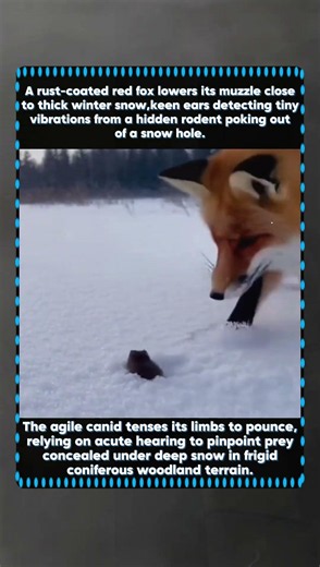Red Fox Hunts Burrowing Rodent Beneath Snow, Clever Winter Predator Ambush #wildlife #animalfacts