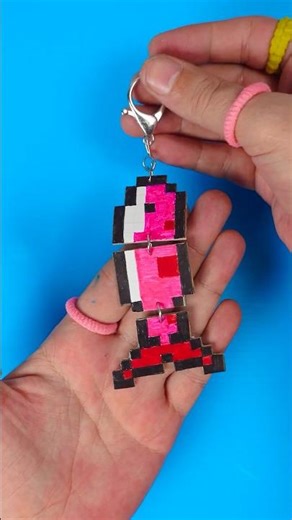 🔑 DIY Pixel Style Keychains #kids #crafts