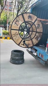 Physics unloading method! Tires + spool = easy moving, handled by one person