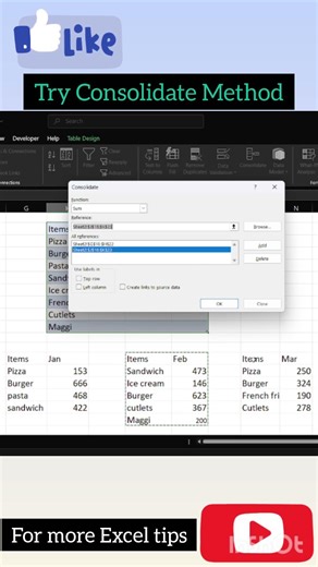 Don't Consolidate Data Manually in Excel Insted use Amazing trick#excelforbeginners #excel