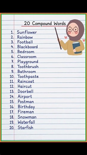 20 Compound Words |Compound Words | 20 Compound Words in english | Examples of Compound Word