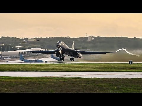 B-1 Bombers Takeoff From Andersen Air Force Base