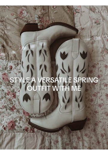 Spring outfits are coming your way🌷🌿✨ of course I’m wearing the perfect boots for spring too, from @Justin Boots - Cowboy Boots A few things I'd like to hear from y'all: 1. Where would you wear this outfit with the suggestions I made? 2. Where would you wear this outside of the suggestions I made? 3. What other spring outfit inspo would you like to see? Certain occasions? Everyday looks? I wanna hear it all! These boots are the May 15