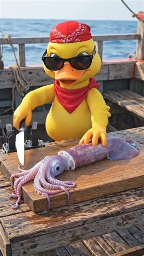 DODO Makes Fresh Squid Sashimi! #foodvideos #asmr #catchandcook #duck #foodie #kingcrab