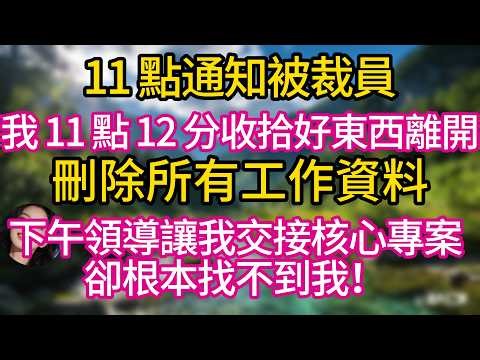 11 點通知被裁員，我 11 點 12 分收拾好東西離開，刪除所有工作資料，下午領導讓我交接核心專案，卻根本找不到我！