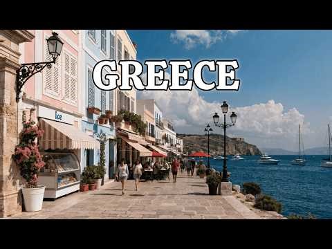 Greece Walking Tour 4K 🇬🇷 Coastal City, Sea Views & Mediterranean Life
