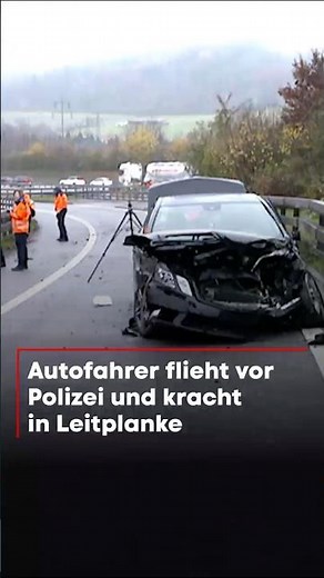 Driver flees from police and crashes into guardrail