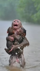 Mother Monkey Screams for Help in the Storm! #monkey #animalrescue #helpme #storm #money | Sok Kimleng