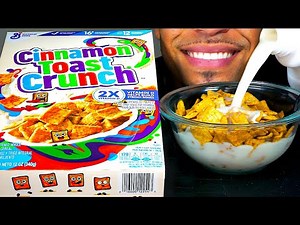 ASMR CINNAMON TOAST CRUNCH CEREAL WITH MILK TREATS SNACK JERRY CANDY ASMR MUKBANG