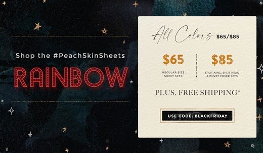 🌈Shop The #PeachSkinSheets Rainbow🌈 Get our 24 unique colors for just $65/$85 with Free Shipping* through Friday, 11/25 at 11:59pm ET with code BLACKFRIDAY | PeachSkinSheets.com