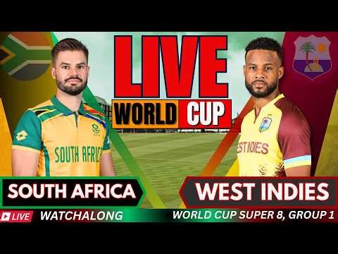 🔴 Live: West Indies vs South Africa Live Match watchalong, T20 World Cup | WI vs SA Super 8