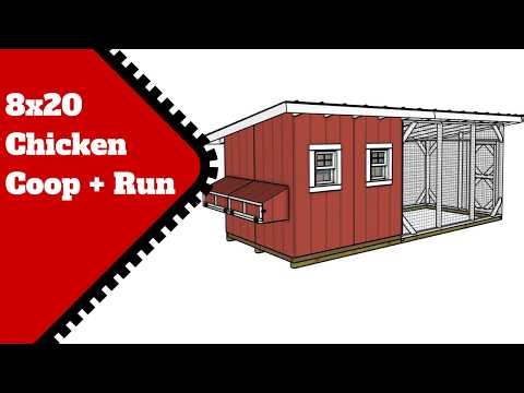 8x20 Walk In Chicken Coop with Run Plans