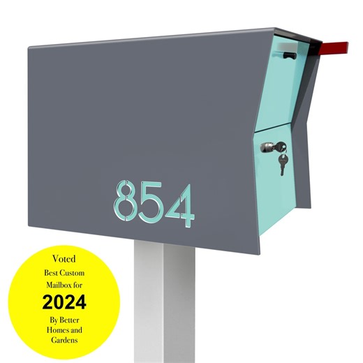 Retro Package Box in Gray Locking Mailbox: Mid-century Modern Package Dropbox