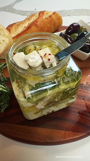 Easy Marinated Feta Cheese with Garlic and Herbs