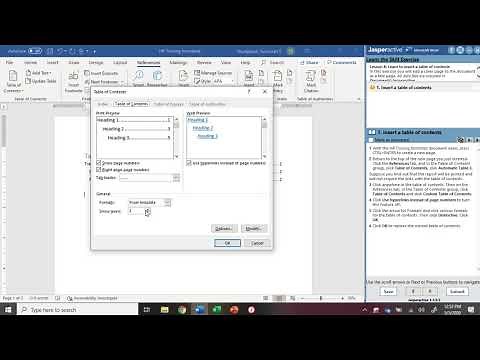 JasperActive Word 2019 Lesson 8: Creating a Table of Contents
