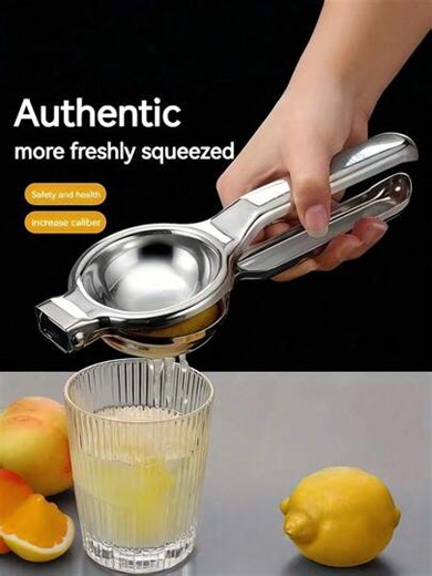 1pc Stainless Steel Manual Juicer - Hand Press Lemon Squeezer, Orange Juice Extractor, Household Fruit Juicer Tool, Suitable For Lemon, Lime, Orange, Easy To Clean And Durable, Ideal For Fresh Juice, Summer Drinks, Cocktails, Lemonade, Home Kitchen, Bar Use, Essential Kitchen Tool For Summer Refreshing Drinks, Home Bartending, Daily Cooking | SHEIN