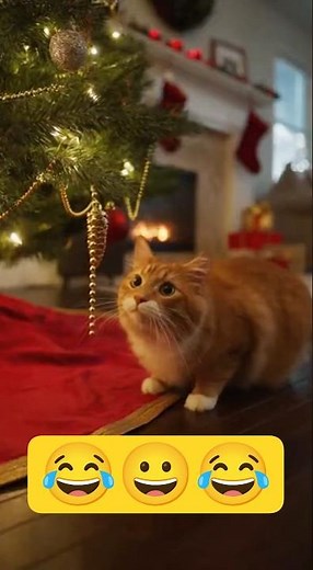 CUTE CAT DESTROYS CHRISTMAS TREE! 🎄😹 Watch This Hilarious Chaos!