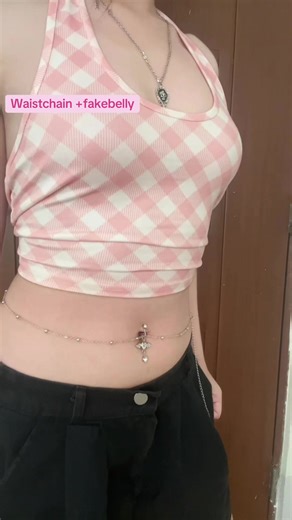 ချပ်ဖောက်စရာမလိုပဲ ဒီလိုတွဲပီးလှလို့တယ်နော် #fakebelly #waistchain #instock #fyp #naypyitaw