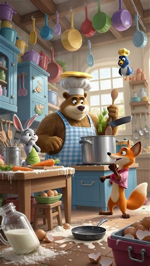 Chef Bear's Adorable Kitchen Disaster #shorts #animation #wholesome