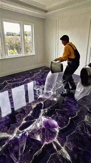 Diamond bedroom with emerald epoxy flooring is INSANE 🤯💜 #epoxy #epoxyfloor #floor #resinfloor