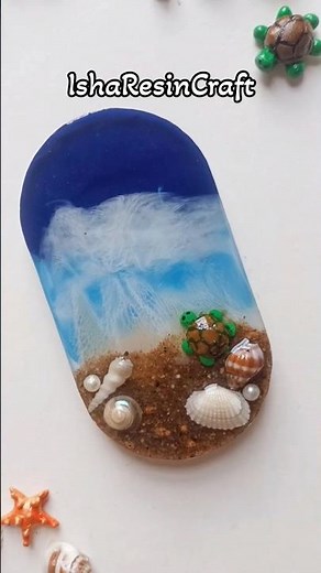 🌊 DIY Resin Beach Art | Real Seashells & Ocean Effect 🐚Subscribe All✨#resin #resinart #keychain#diy