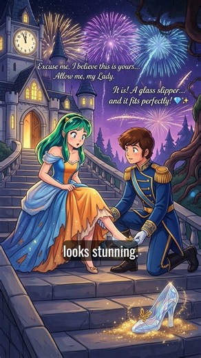 Lum at Cinderella X Ataru Moroboshi at prince charming glass slipper