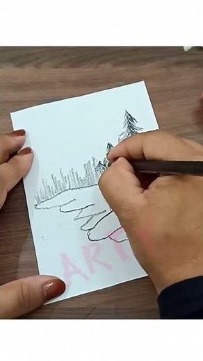 How to Draw Winter Season Scenery | Easy Winter Drawing Step by Step |Scenery Pencil Drawing #shorts