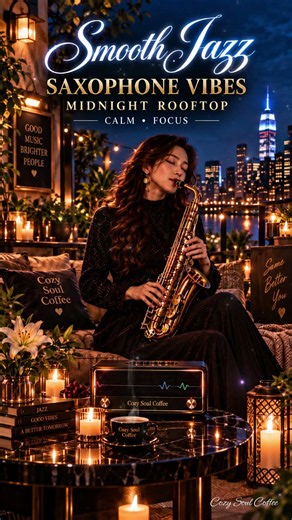 Smooth Jazz Saxophone – Midnight Rooftop Jazz for Calm Focus & Relaxation