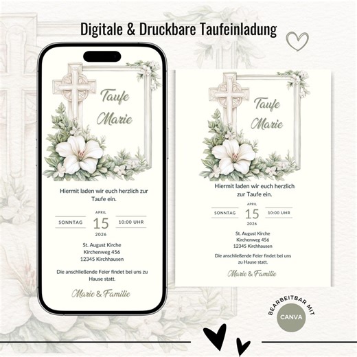 Personalized Baptism Invitations, Digital Baptism Invitations, Baptism Invitations With a Cross, Design Your Own Baptism Invitations - Etsy