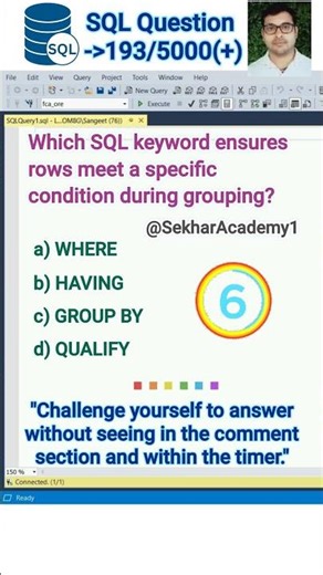 SQL 193 || #shorts #ytshorts #youtubeshorts #sql #interview #reels #quiz #gk #coding @SekharAcademy1