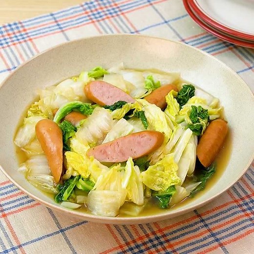 簡単！ 白菜とウインナーの炒め煮のレシピ動画・作り方 | デリッシュキッチン
