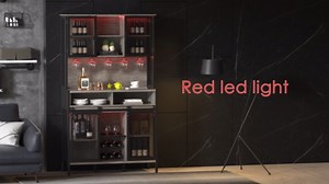 Bar Cabinet with LED Lights, 72" Tall Wine Bar Cabinet Liquor Cabinet with Sliding Barn Door and Glass Holder, Coffee Bar Station for Living Room, Microwave Stand Bakers Rack Cabinet (Dark Rustic Oak)