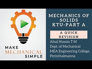 Mechanics of Solids | KTU | Part A revision (Malayalam)