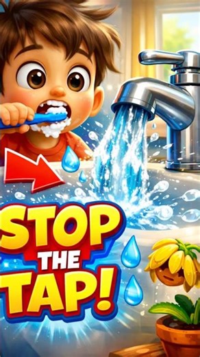 Save Water While Brushing Teeth 💧 Kids Moral Story #shorts #savewater