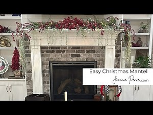 Easy Christmas Mantel Decor with Garlands and Red Berry Picks