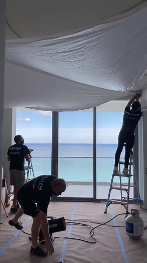 Learn how to install beautiful stretch ceilings with us! #stretchceilings #ceilings #led #lighting #interiordesign #drywall