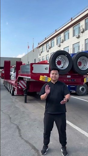 8 Axle Low Bed Semi Trailer,strong structure,high load capacity,ideal for heavy machinery transport.