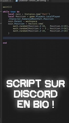 COMMENT CODER DE LA PLUIE SUR ROBLOX STUDIO - Codelow