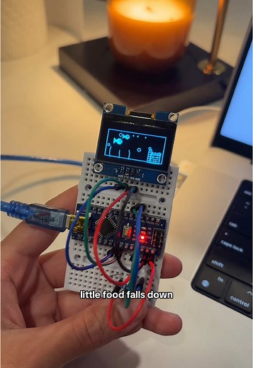 I’m obsessed with my little fish tank 😩 I gotta add more buttons, what should they do??!?! #coding #hardware #tech #arduino